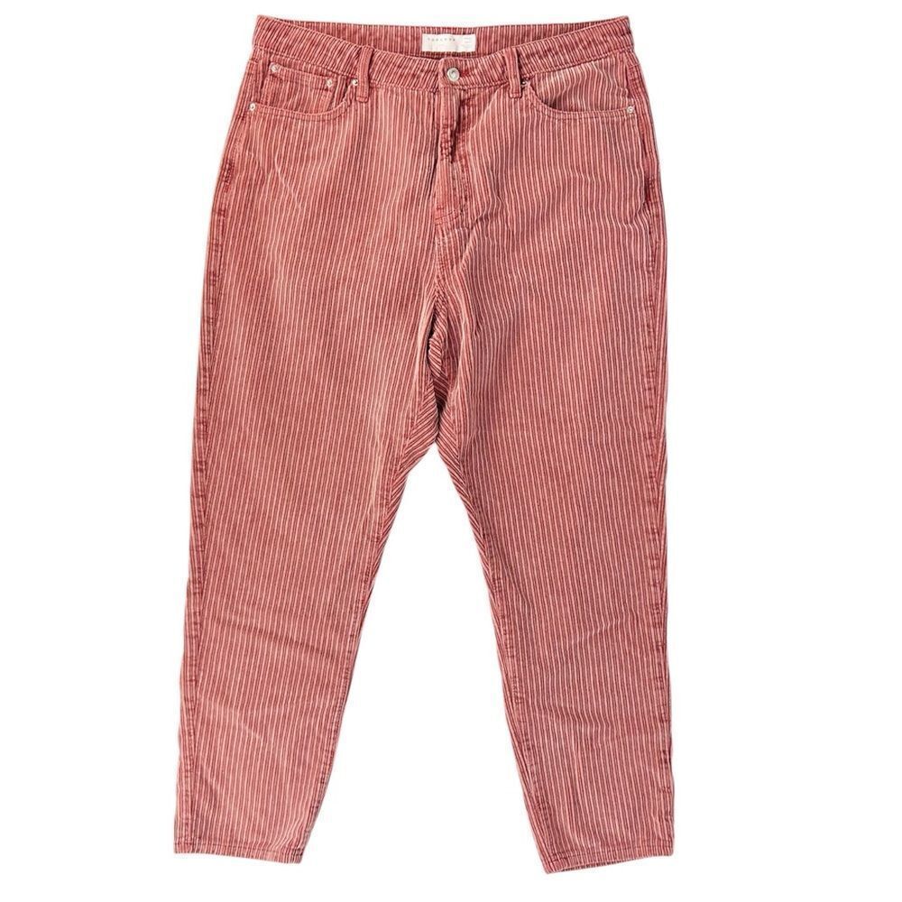 Topshop MOM Jeans Dusty Rose Pink Corduroy Tapered Leg Size 34